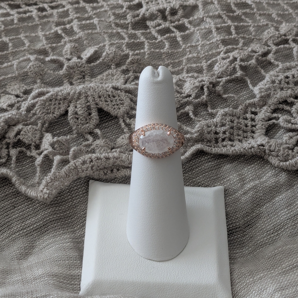 Rose Gold Ring with White Ice Crystal - Picture 2 of 3